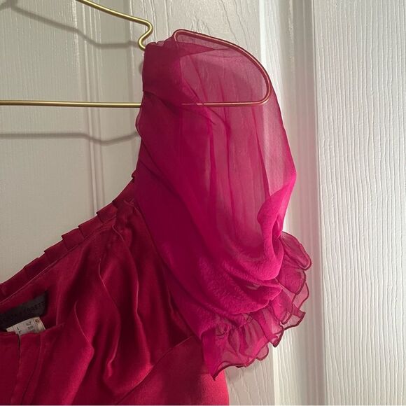 Alberta Ferretti *Raspberry* Puff Sleeve Midi Dress - Picture 5 of 12